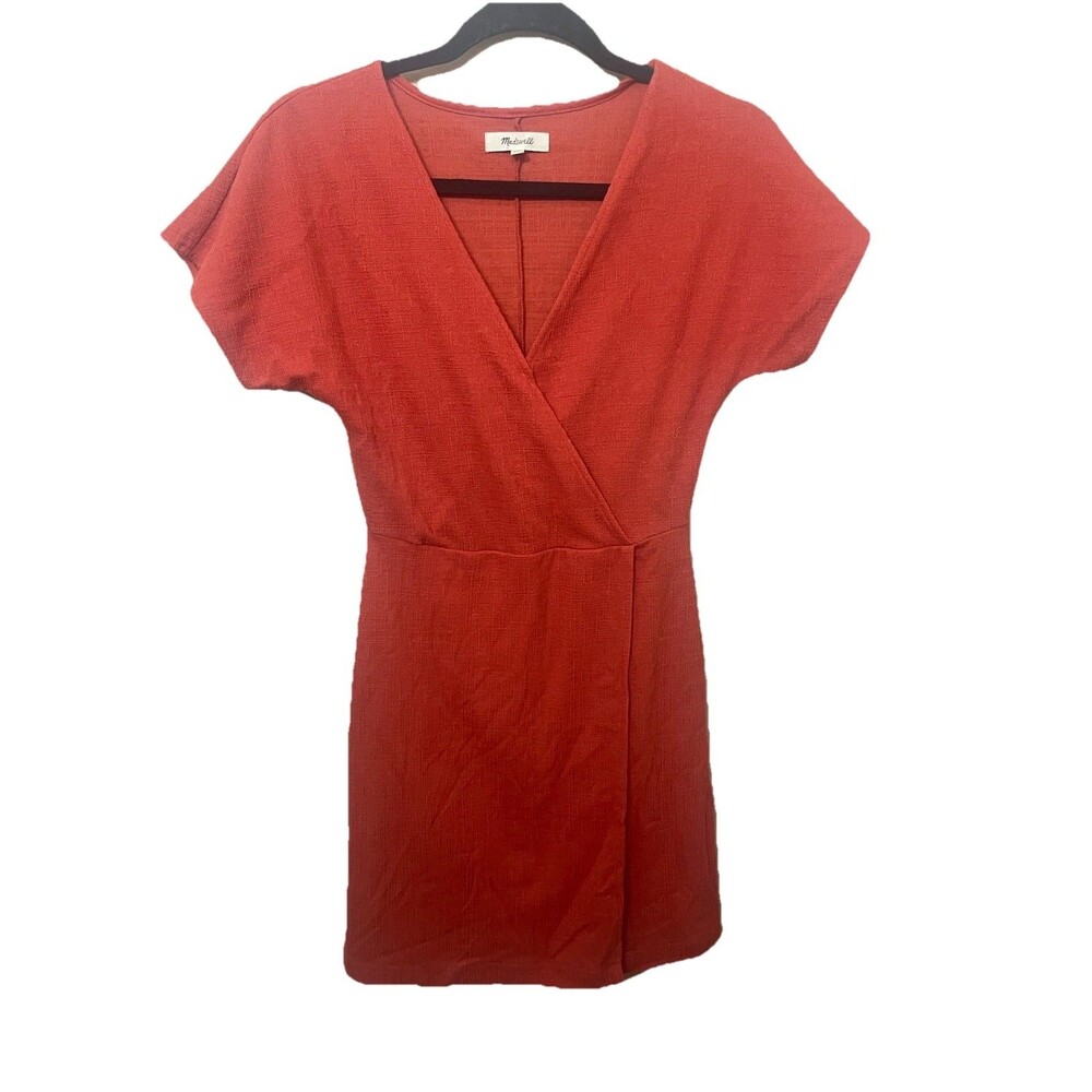Madewell Texture & Thread Short Sleeve Dress Burnt Orange, Size XXS